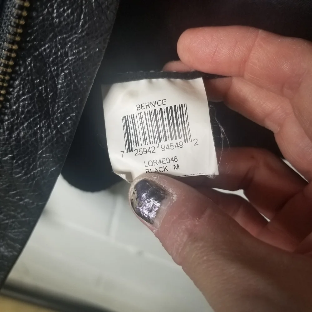 BCBG Bernice black leather mixed jacket